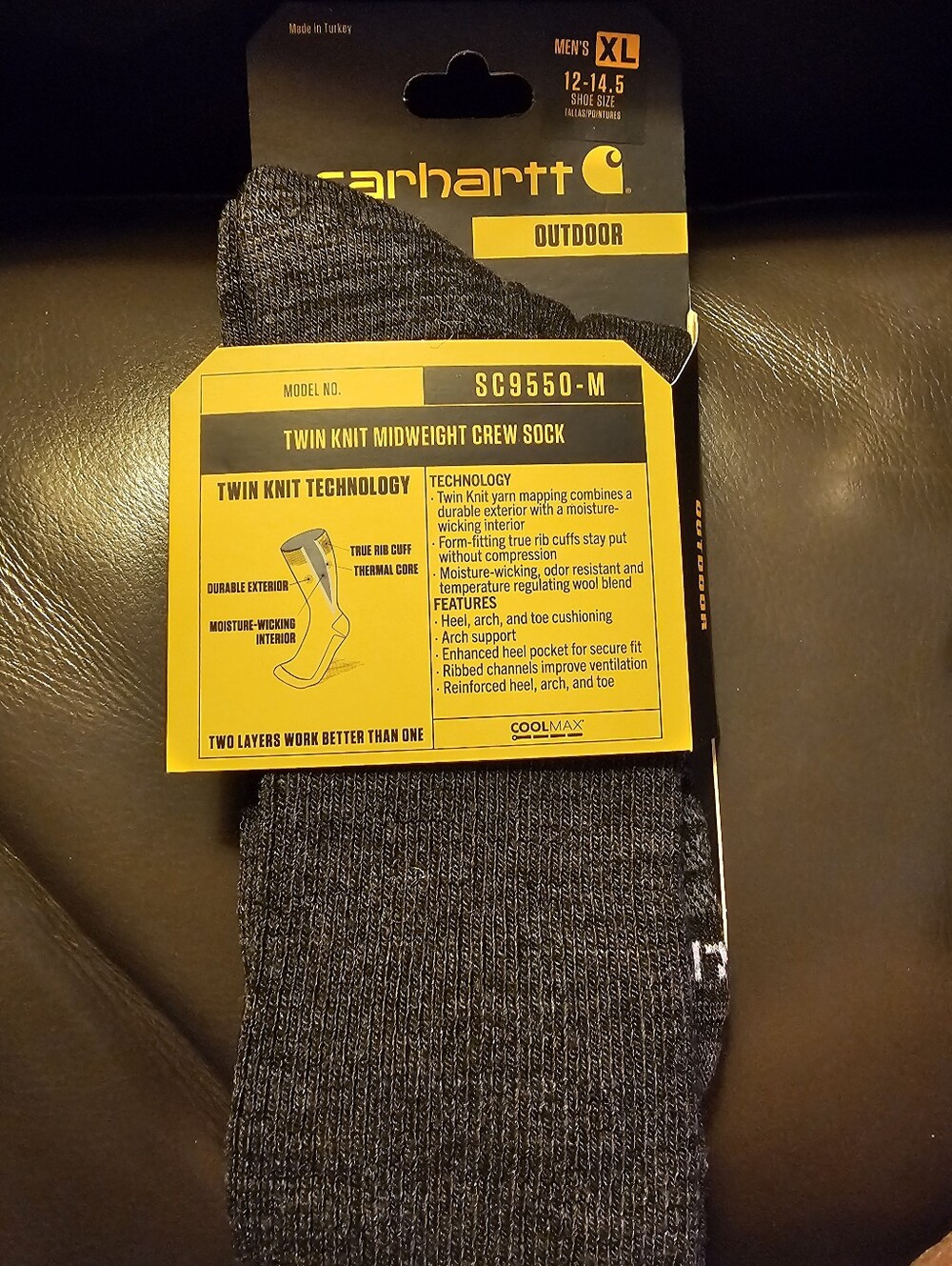 Carhartt Twin Knit Midweight  Topo Short Crew Socks Size 12-14.5 XL New